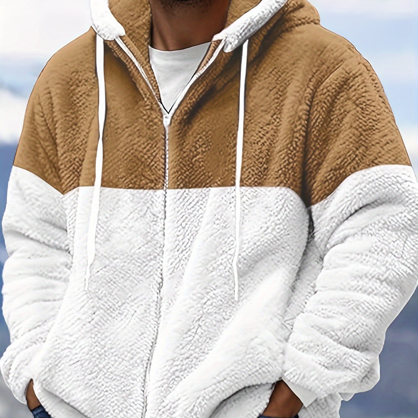 Fleece Jacket Men Sherpa Lined Hoodie Zip Up Fuzzy Lightweight Jackets Warm Long Sleeve Fashion Casual Winter Jackets