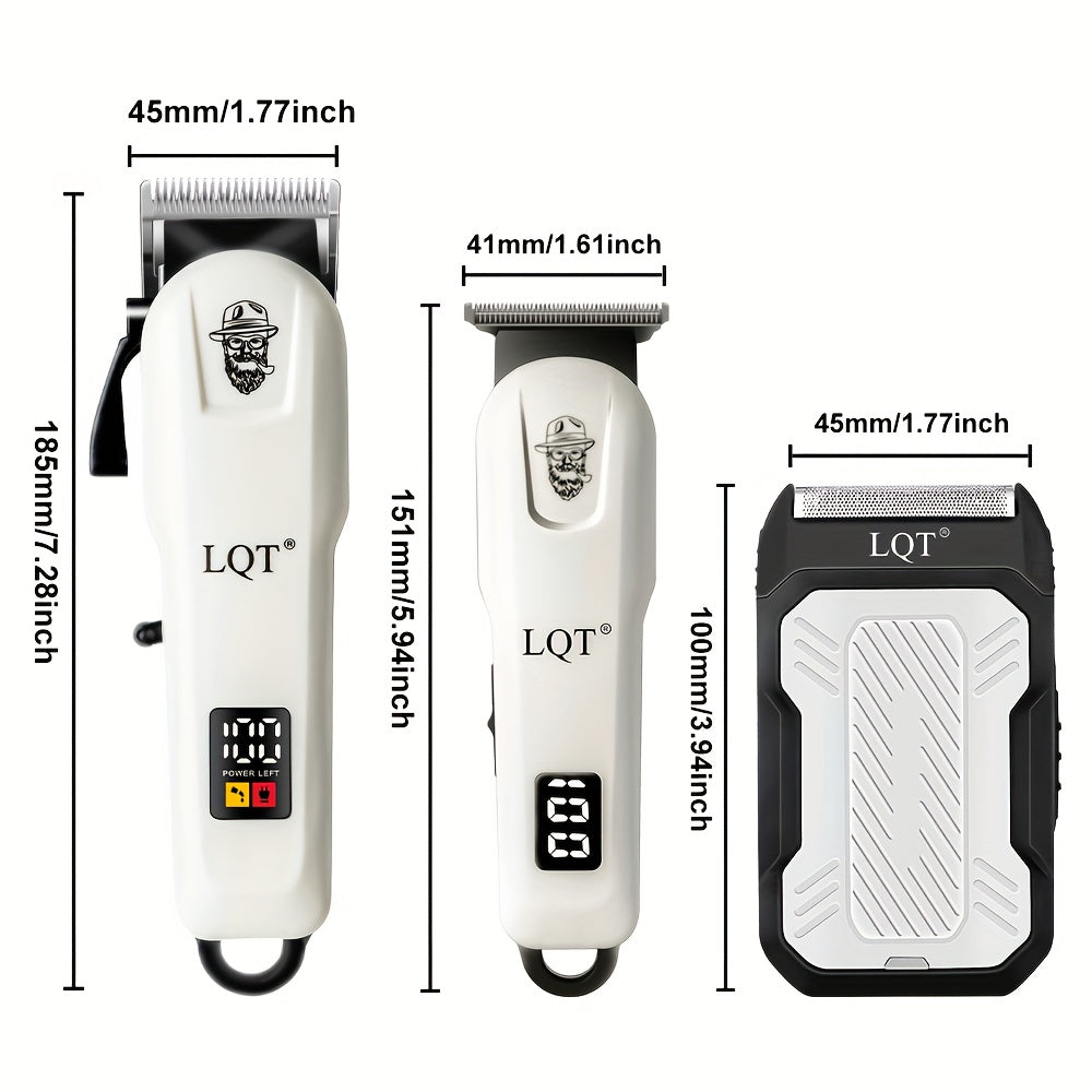 LQT Men'S Professional Haircutting Kit - USB Rechargeable Electric Hair Clipper and Shaver Set with Digital Display, 2000mAh Lithium Battery, High-Performance Low Noise Motor, Cordless Grooming Tools, Perfect Gift, Home Salon