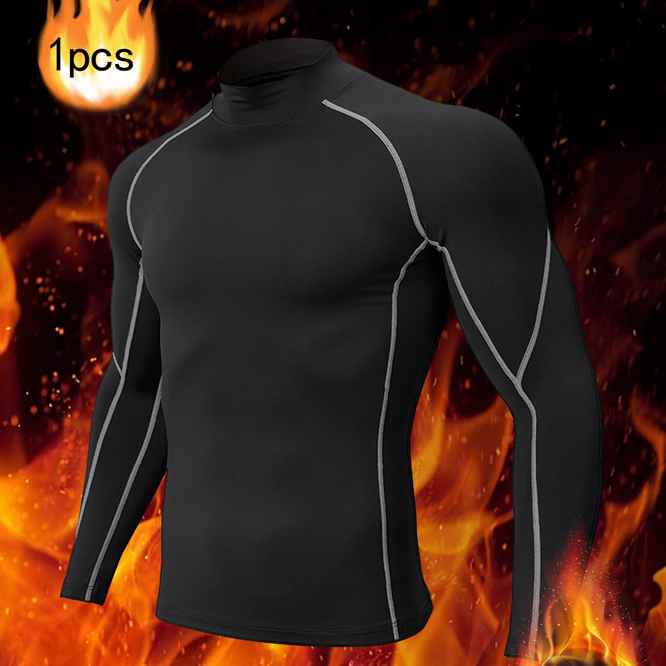 Men'S Thermal Long Sleeve Shirt - Extreme Cold Weather - High-Elasticity Fabric, Slim Fit Athletic Shirt for Gym, Running, Outdoor Activities - Stand Collar Design - Autumn/Winter Workout Top - Minimalist Men'S Clothing - Eas