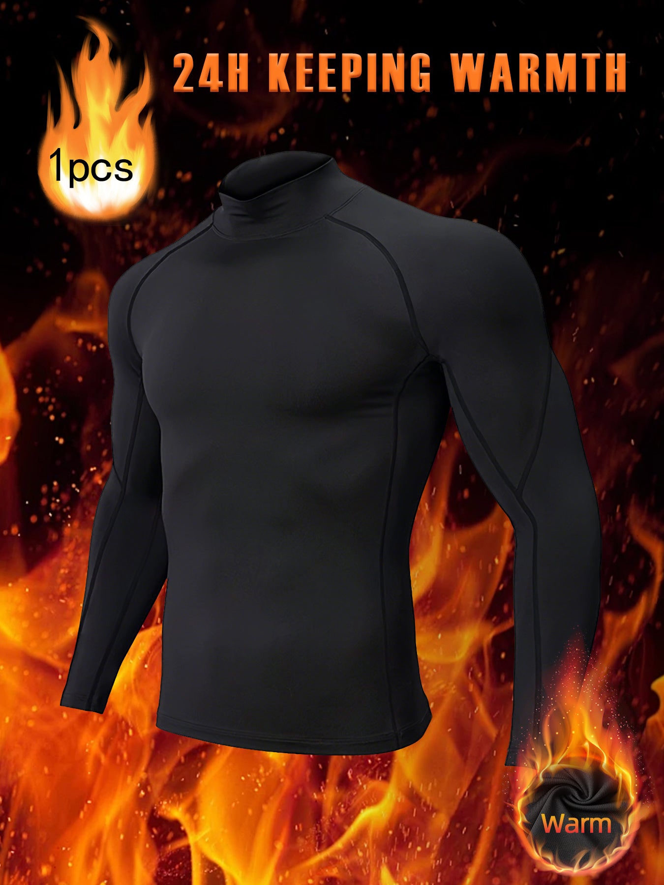 Men'S Thermal Long Sleeve Shirt - Extreme Cold Weather - High-Elasticity Fabric, Slim Fit Athletic Shirt for Gym, Running, Outdoor Activities - Stand Collar Design - Autumn/Winter Workout Top - Minimalist Men'S Clothing - Eas