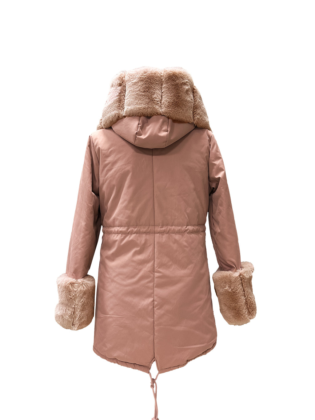 Women's Winter Warm Plush Coat with Fur Trim - Long Sleeve Full-Zip Outerwear, Machine Washable Casual Elegant Winter Coat with Beltless Waist, Beige & Brown Plush Jacket for Cold Weather, Soft Faux Fur Lining, Button Front C