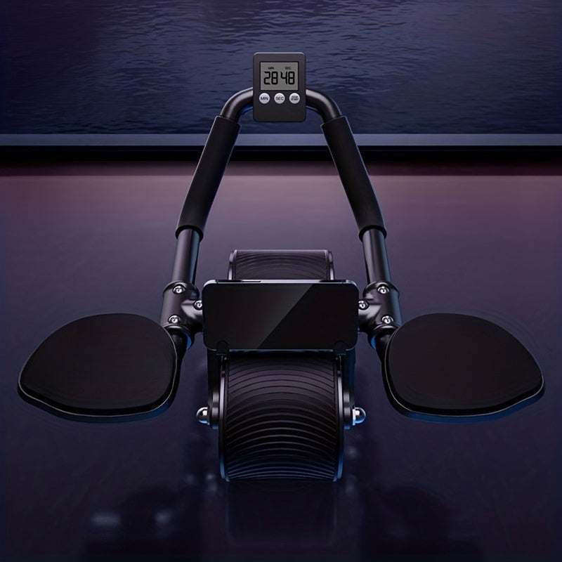 Stainless Steel Abdominal Exercise Wheel with Automatic Rebound & Elbow Support - Core Strength Trainer, Ab Roller Wheel for Abs Workout, Uncharged Ab Fitness Equipment for Home Gym