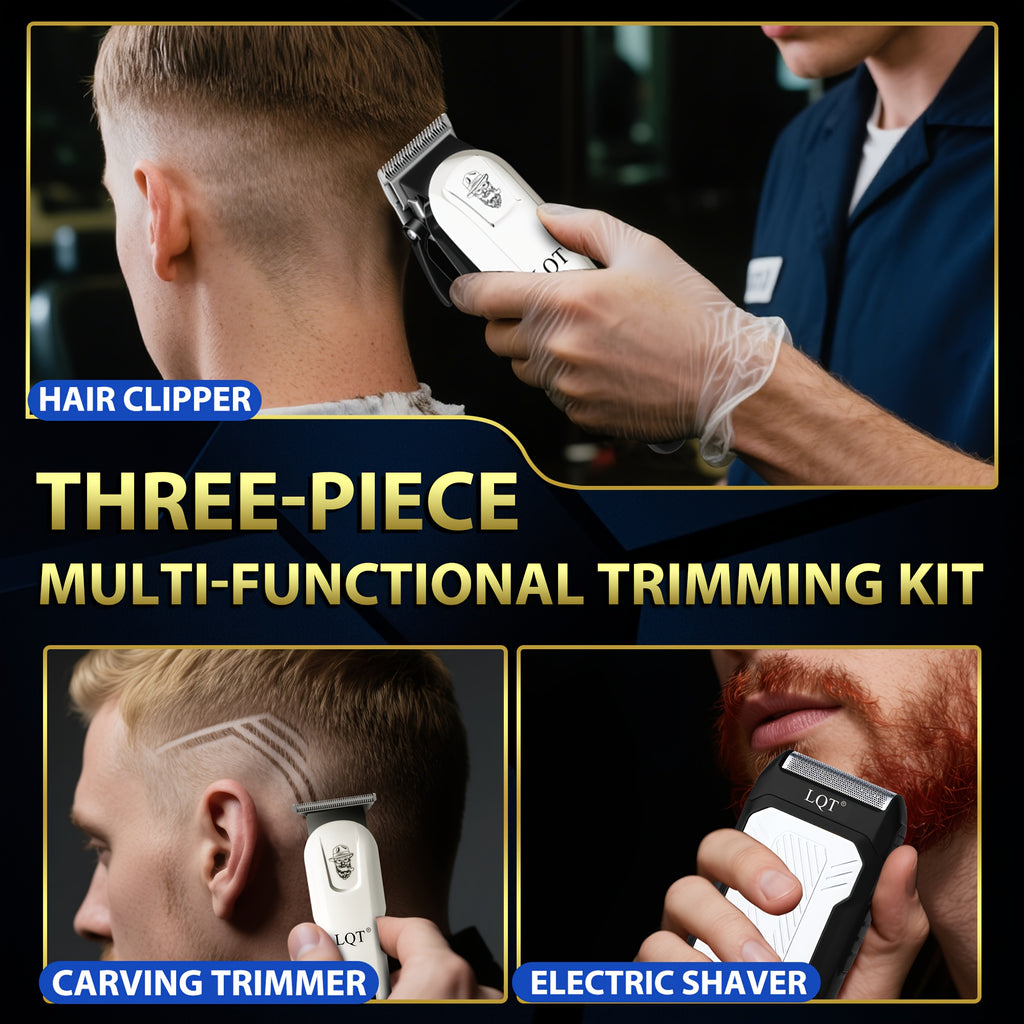 LQT Men'S Professional Haircutting Kit - USB Rechargeable Electric Hair Clipper and Shaver Set with Digital Display, 2000mAh Lithium Battery, High-Performance Low Noise Motor, Cordless Grooming Tools, Perfect Gift, Home Salon
