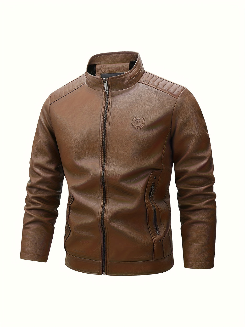 Men's Retro Jacket with Lining - Full-Zip Warm Brown Coat, Stand Collar & Zippered Pockets, Soft Shell Casual to Semi-Formal Outerwear for Everyday & Special Occasions ( Lining, Hand Wash/Dry Clean), Jackets for Men, Formal J