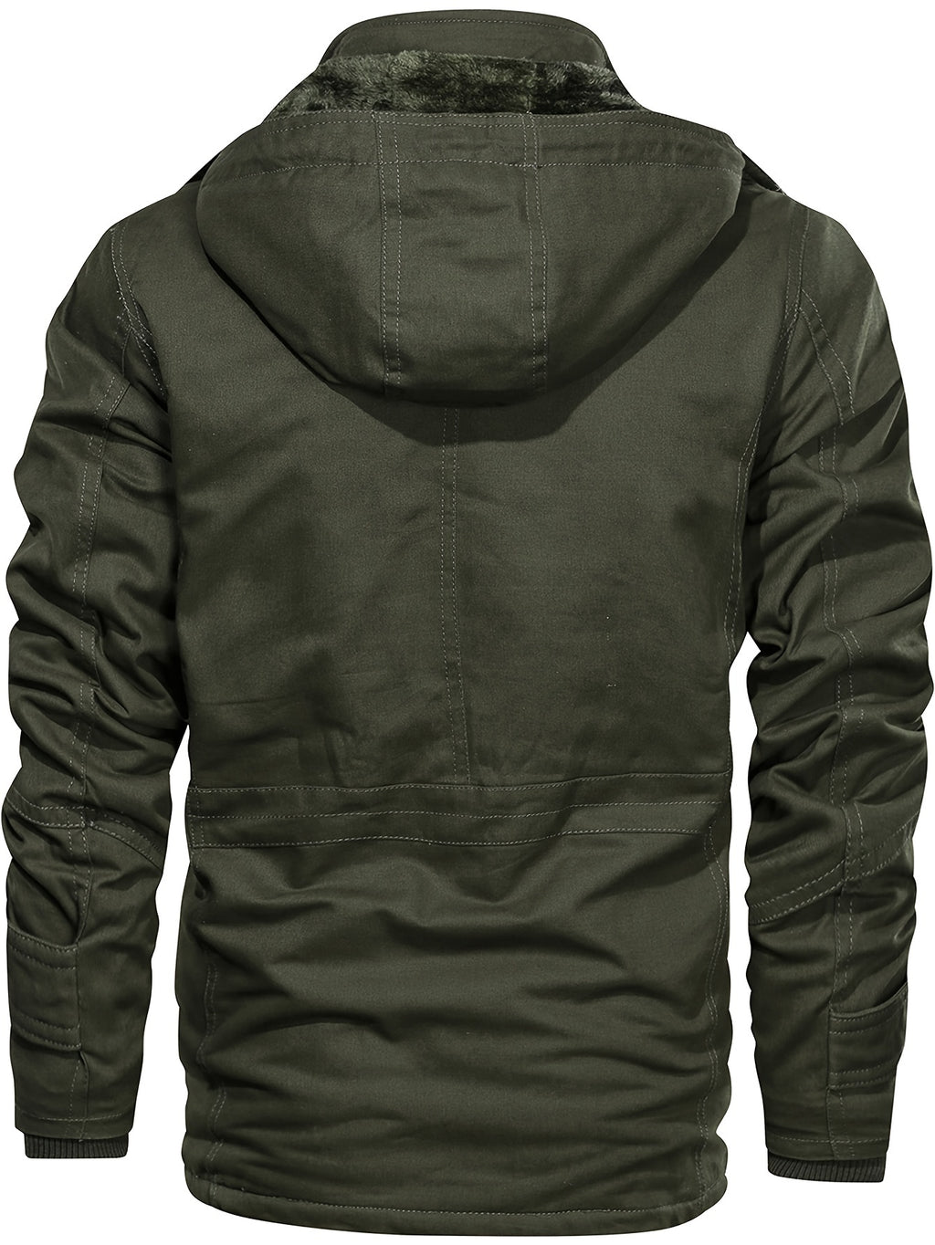 Men'S Thickened Warm Mid-Length Heavyweight Jacket with Detachable Hood - Multiple Zippered Pockets, Casual Outdoor Workwear, Polyester Lined, Button-Up Front, Regular Fit for Cold Weather, Winter Outerwear | Functional Desig