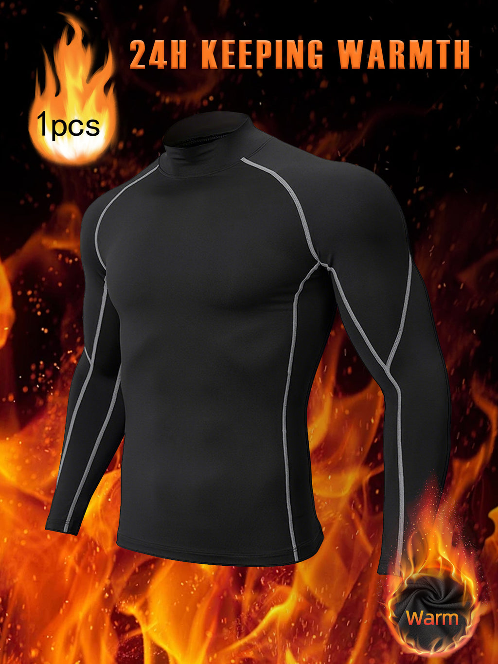 Men'S Thermal Long Sleeve Shirt - Extreme Cold Weather - High-Elasticity Fabric, Slim Fit Athletic Shirt for Gym, Running, Outdoor Activities - Stand Collar Design - Autumn/Winter Workout Top - Minimalist Men'S Clothing - Eas