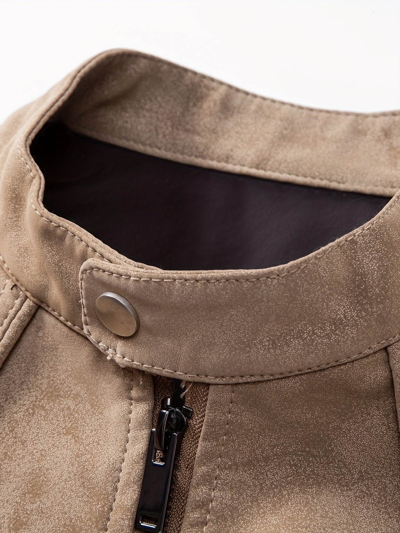 Men'S Motorcycle Jacket - Black Biker Coat with Zipper Closure, Stand Collar, Non-Stretch Fabric - Lightweight Windproof Outerwear for Riding, Commuting, Casual Outdoors - Easy-Clean Motorcycle Rider Jacket, Motorcycle Gear,