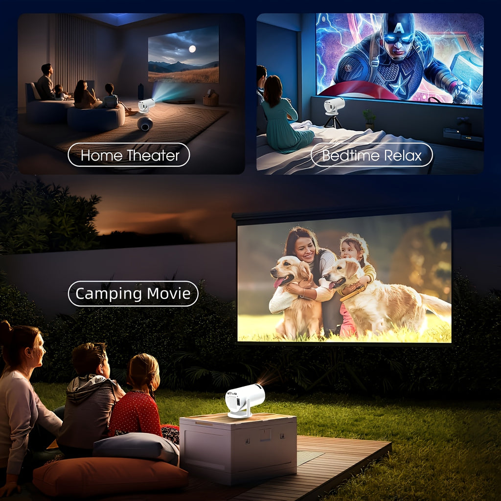 2025 Upgraded HY300PRO Mini Projector with WiFi and Bluetooth, Portable Native 720P, 4K Support/Decoding, Auto Keystone Correction, 180° Rotation, Smart for Home & Outdoor Use Android 11