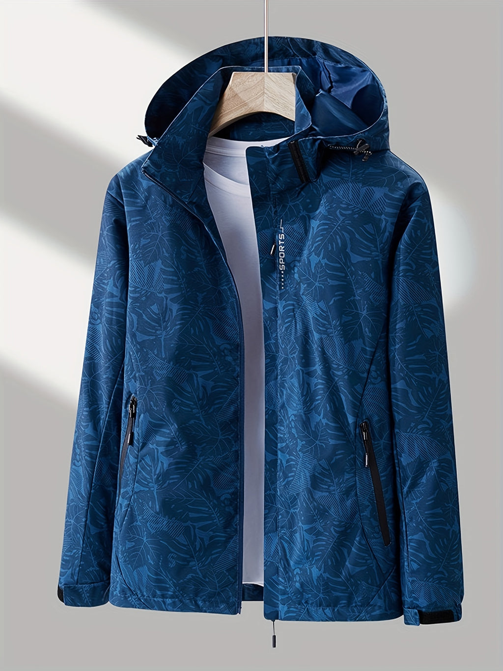 Men's Casual Lightweight Waterproof Windbreaker Jacket, Full Zip Up Hooded Shell Outdoor Hiking Coat For Autumn And Winter