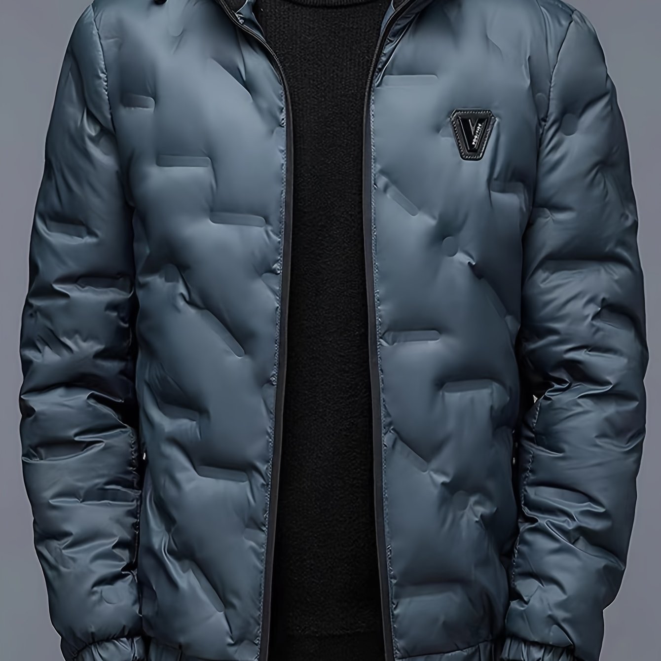 Men's Padded Hooded Jacket, Men Casual Padded Coat Windbreaker Zipper Pocket Stand Collar For Men Winter