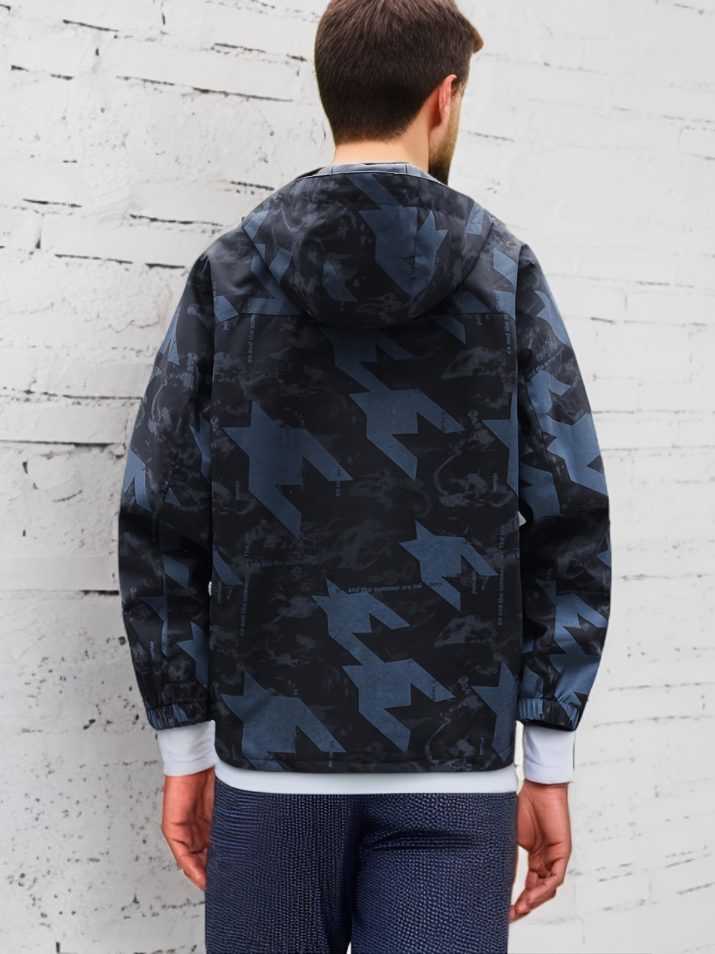 Men's Casual Lightweight Waterproof Windbreaker Jacket, Full Zip Up Hooded Shell Outdoor Hiking Coat For Autumn And Winter