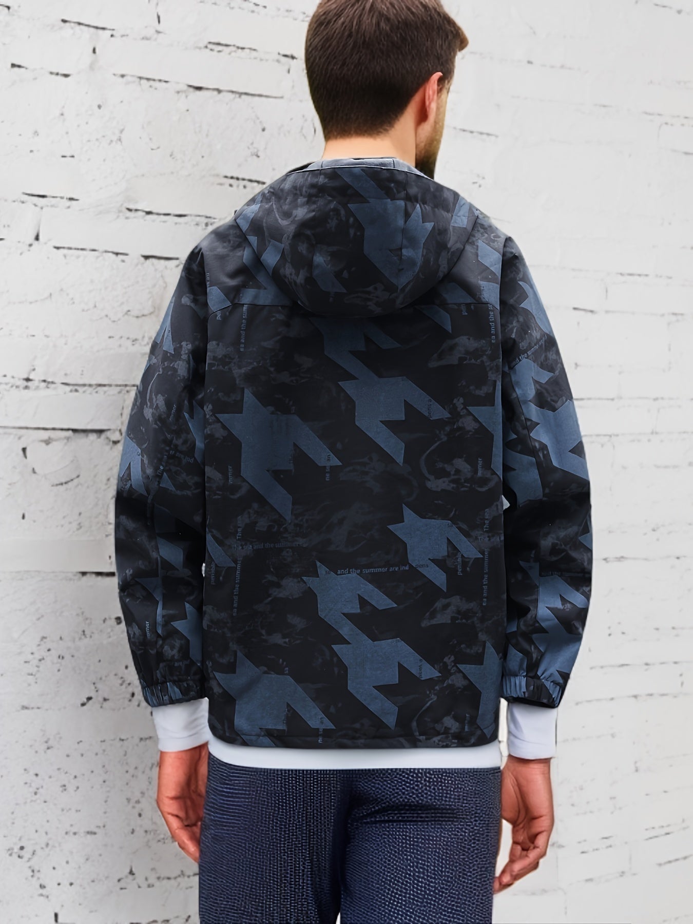 Men's Casual Lightweight Waterproof Windbreaker Jacket, Full Zip Up Hooded Shell Outdoor Hiking Coat For Autumn And Winter