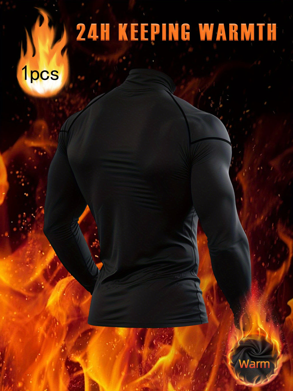 Men'S Thermal Long Sleeve Shirt - Extreme Cold Weather - High-Elasticity Fabric, Slim Fit Athletic Shirt for Gym, Running, Outdoor Activities - Stand Collar Design - Autumn/Winter Workout Top - Minimalist Men'S Clothing - Eas