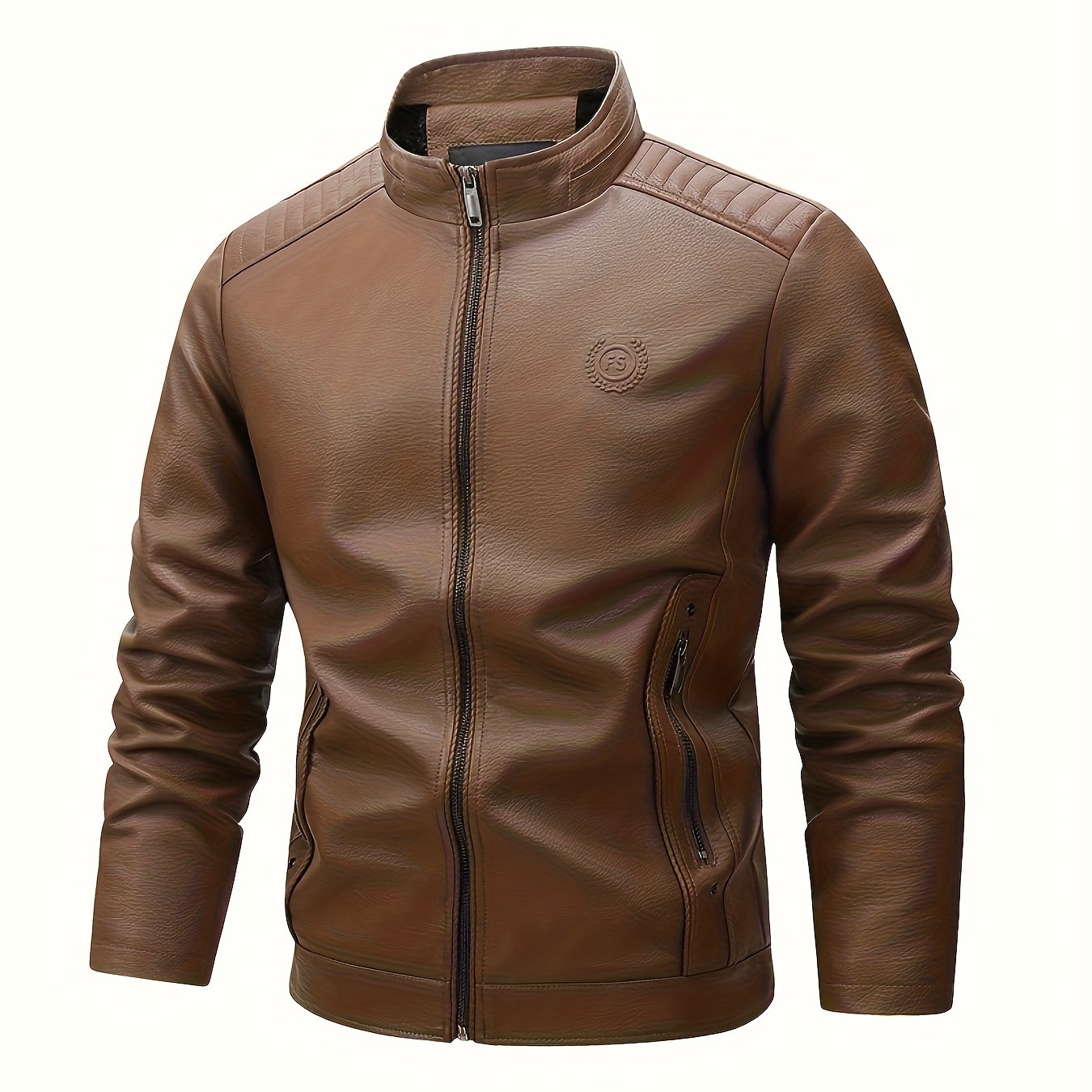 Men's Retro Jacket with Lining - Full-Zip Warm Brown Coat, Stand Collar & Zippered Pockets, Soft Shell Casual to Semi-Formal Outerwear for Everyday & Special Occasions ( Lining, Hand Wash/Dry Clean), Jackets for Men, Formal J