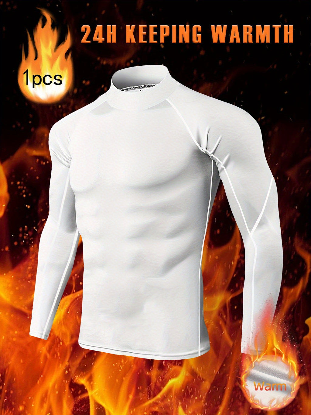 Men'S Thermal Long Sleeve Shirt - Extreme Cold Weather - High-Elasticity Fabric, Slim Fit Athletic Shirt for Gym, Running, Outdoor Activities - Stand Collar Design - Autumn/Winter Workout Top - Minimalist Men'S Clothing - Eas