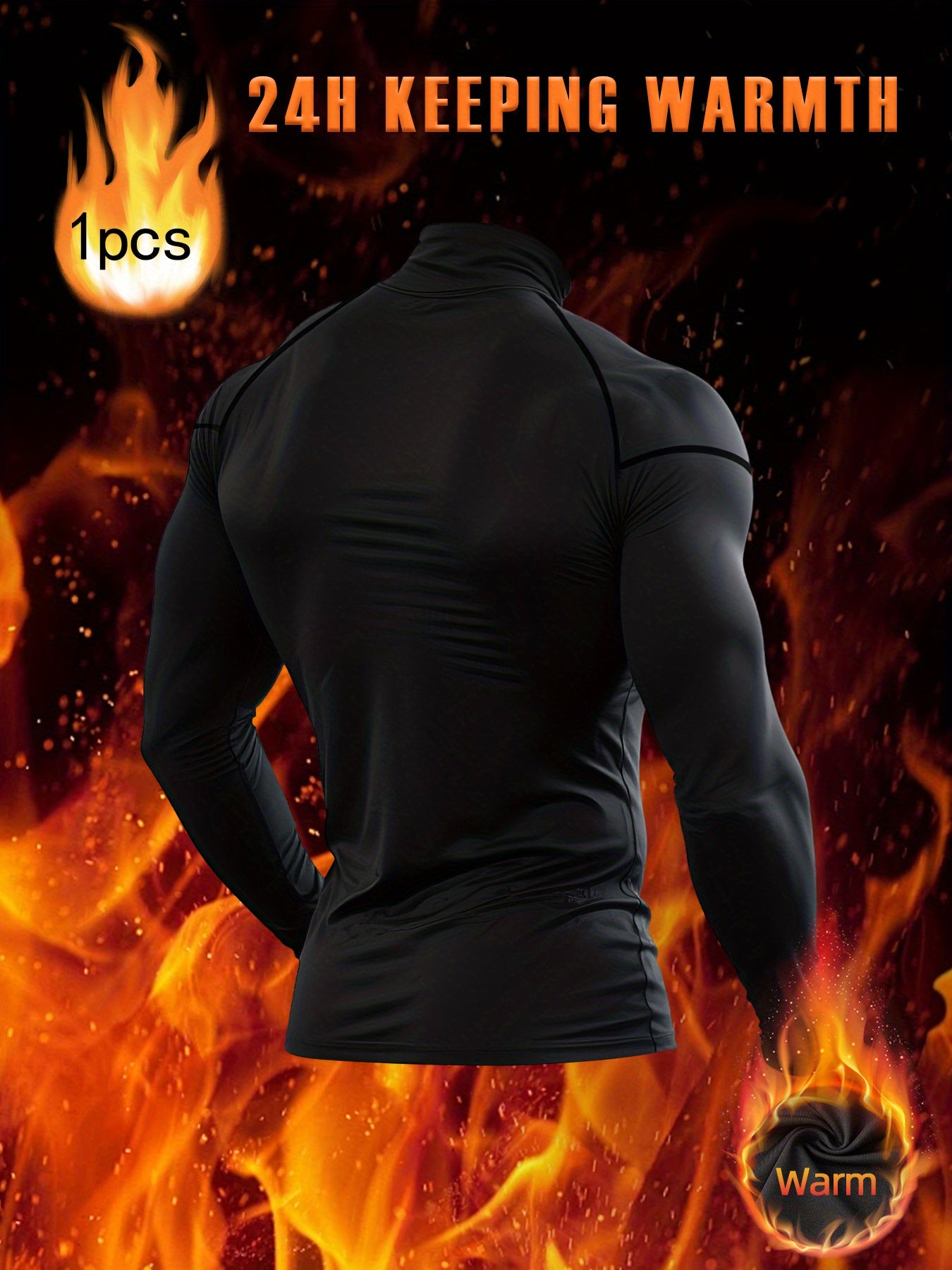 Men'S Thermal Long Sleeve Shirt - Extreme Cold Weather - High-Elasticity Fabric, Slim Fit Athletic Shirt for Gym, Running, Outdoor Activities - Stand Collar Design - Autumn/Winter Workout Top - Minimalist Men'S Clothing - Eas