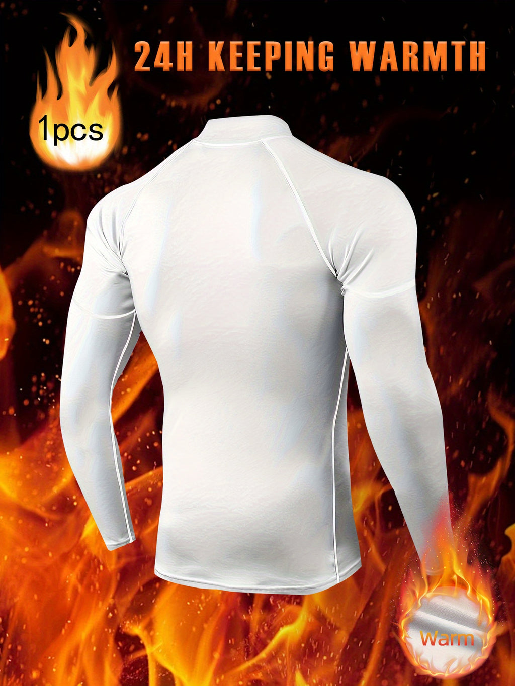 Men'S Thermal Long Sleeve Shirt - Extreme Cold Weather - High-Elasticity Fabric, Slim Fit Athletic Shirt for Gym, Running, Outdoor Activities - Stand Collar Design - Autumn/Winter Workout Top - Minimalist Men'S Clothing - Eas