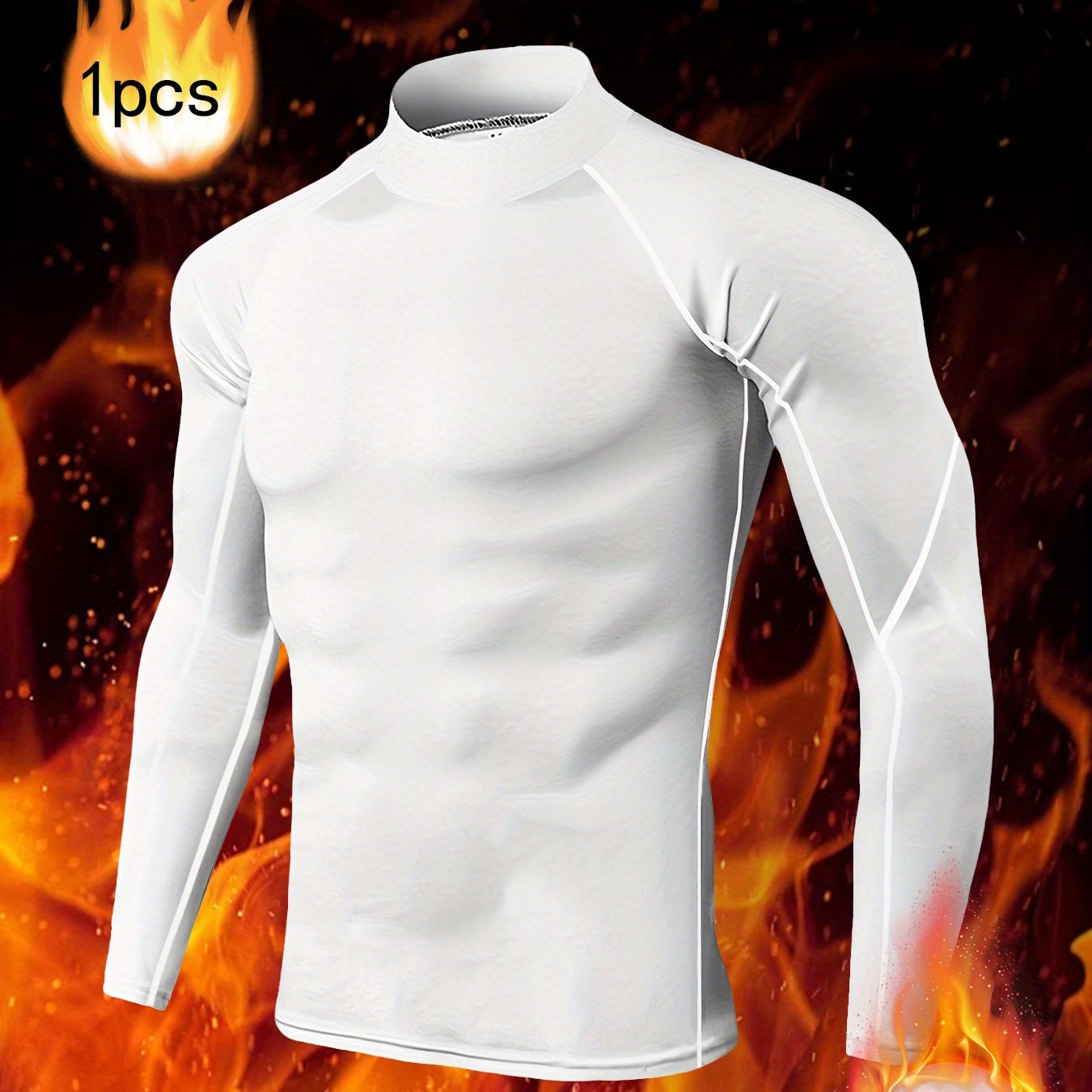 Men'S Thermal Long Sleeve Shirt - Extreme Cold Weather - High-Elasticity Fabric, Slim Fit Athletic Shirt for Gym, Running, Outdoor Activities - Stand Collar Design - Autumn/Winter Workout Top - Minimalist Men'S Clothing - Eas