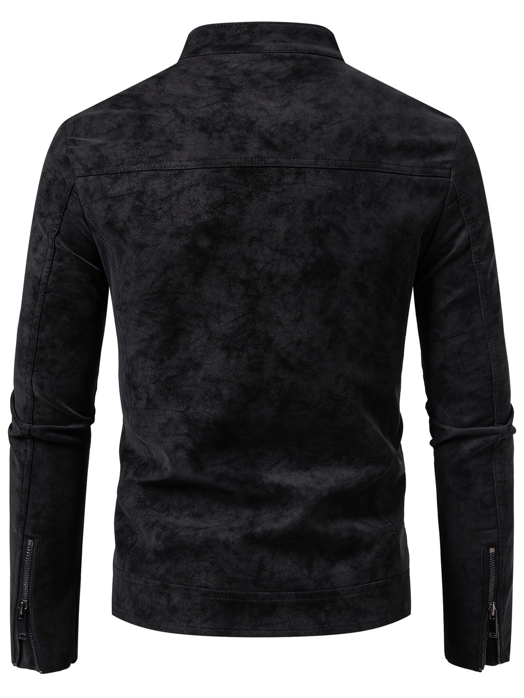 Men'S Motorcycle Jacket - Black Biker Coat with Zipper Closure, Stand Collar, Non-Stretch Fabric - Lightweight Windproof Outerwear for Riding, Commuting, Casual Outdoors - Easy-Clean Motorcycle Rider Jacket, Motorcycle Gear,