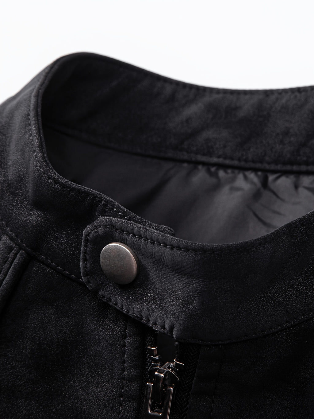 Men'S Motorcycle Jacket - Black Biker Coat with Zipper Closure, Stand Collar, Non-Stretch Fabric - Lightweight Windproof Outerwear for Riding, Commuting, Casual Outdoors - Easy-Clean Motorcycle Rider Jacket, Motorcycle Gear,