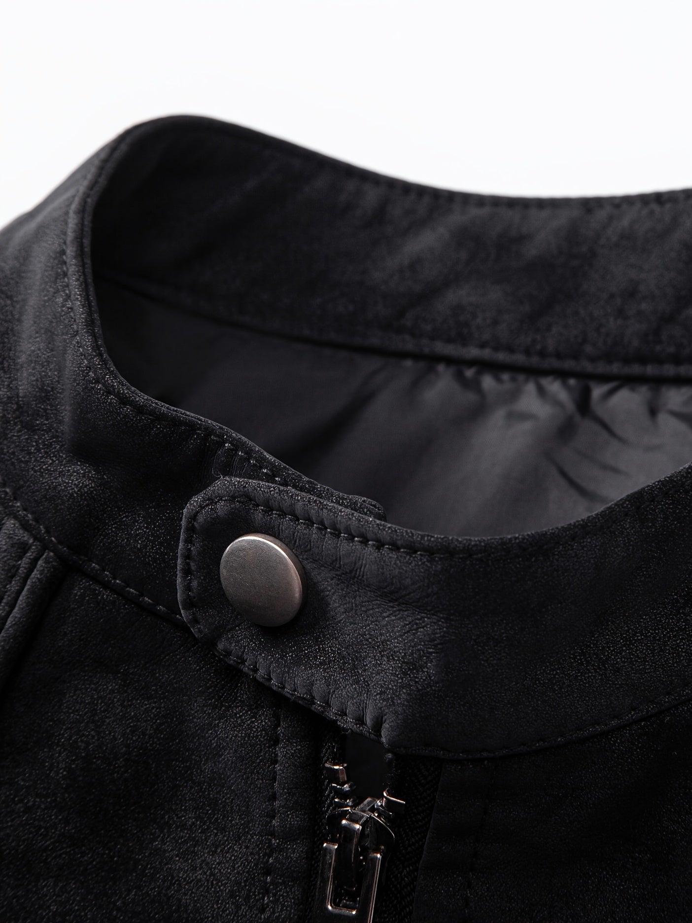 Men'S Motorcycle Jacket - Black Biker Coat with Zipper Closure, Stand Collar, Non-Stretch Fabric - Lightweight Windproof Outerwear for Riding, Commuting, Casual Outdoors - Easy-Clean Motorcycle Rider Jacket, Motorcycle Gear,