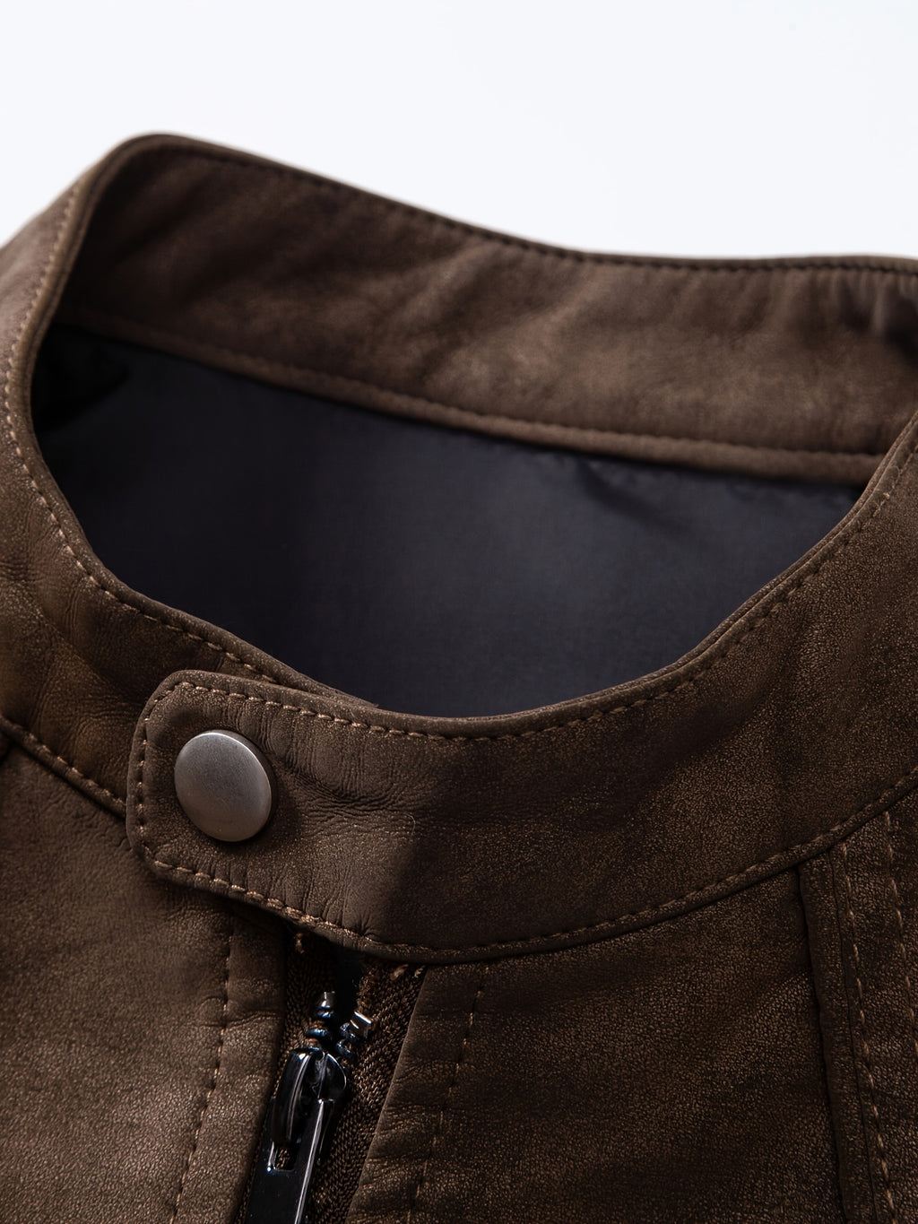 Men'S Motorcycle Jacket - Black Biker Coat with Zipper Closure, Stand Collar, Non-Stretch Fabric - Lightweight Windproof Outerwear for Riding, Commuting, Casual Outdoors - Easy-Clean Motorcycle Rider Jacket, Motorcycle Gear,