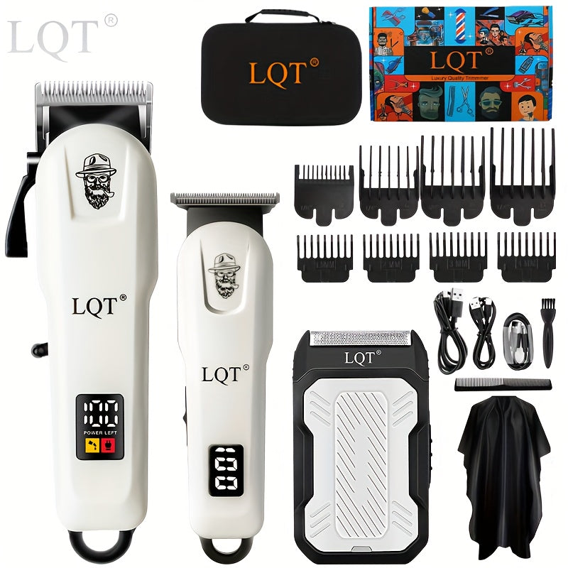 LQT Men'S Professional Haircutting Kit - USB Rechargeable Electric Hair Clipper and Shaver Set with Digital Display, 2000mAh Lithium Battery, High-Performance Low Noise Motor, Cordless Grooming Tools, Perfect Gift, Home Salon