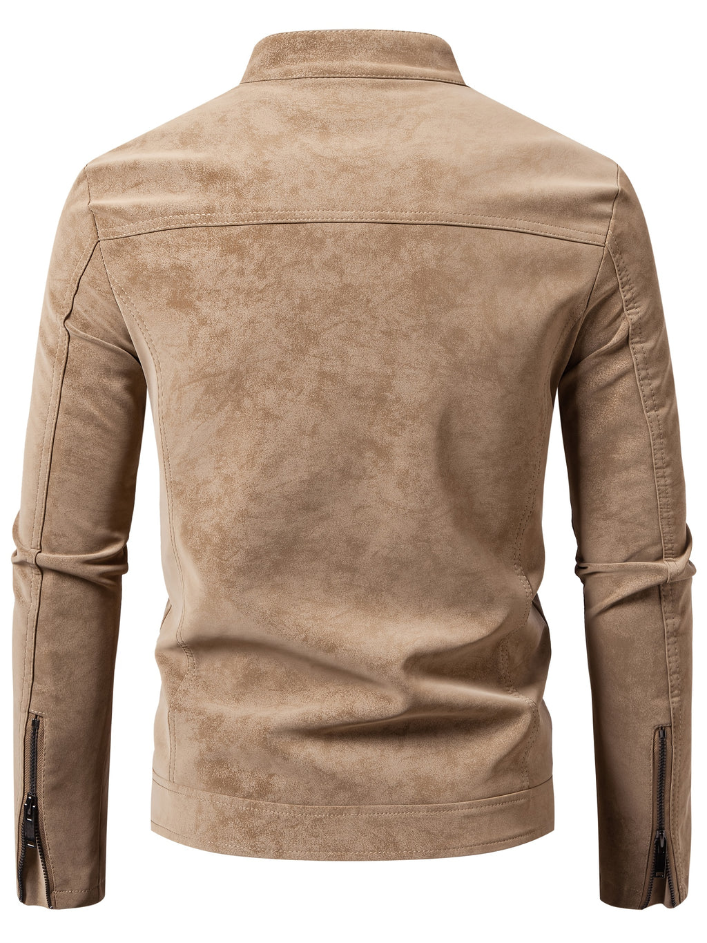 Men'S Motorcycle Jacket - Black Biker Coat with Zipper Closure, Stand Collar, Non-Stretch Fabric - Lightweight Windproof Outerwear for Riding, Commuting, Casual Outdoors - Easy-Clean Motorcycle Rider Jacket, Motorcycle Gear,