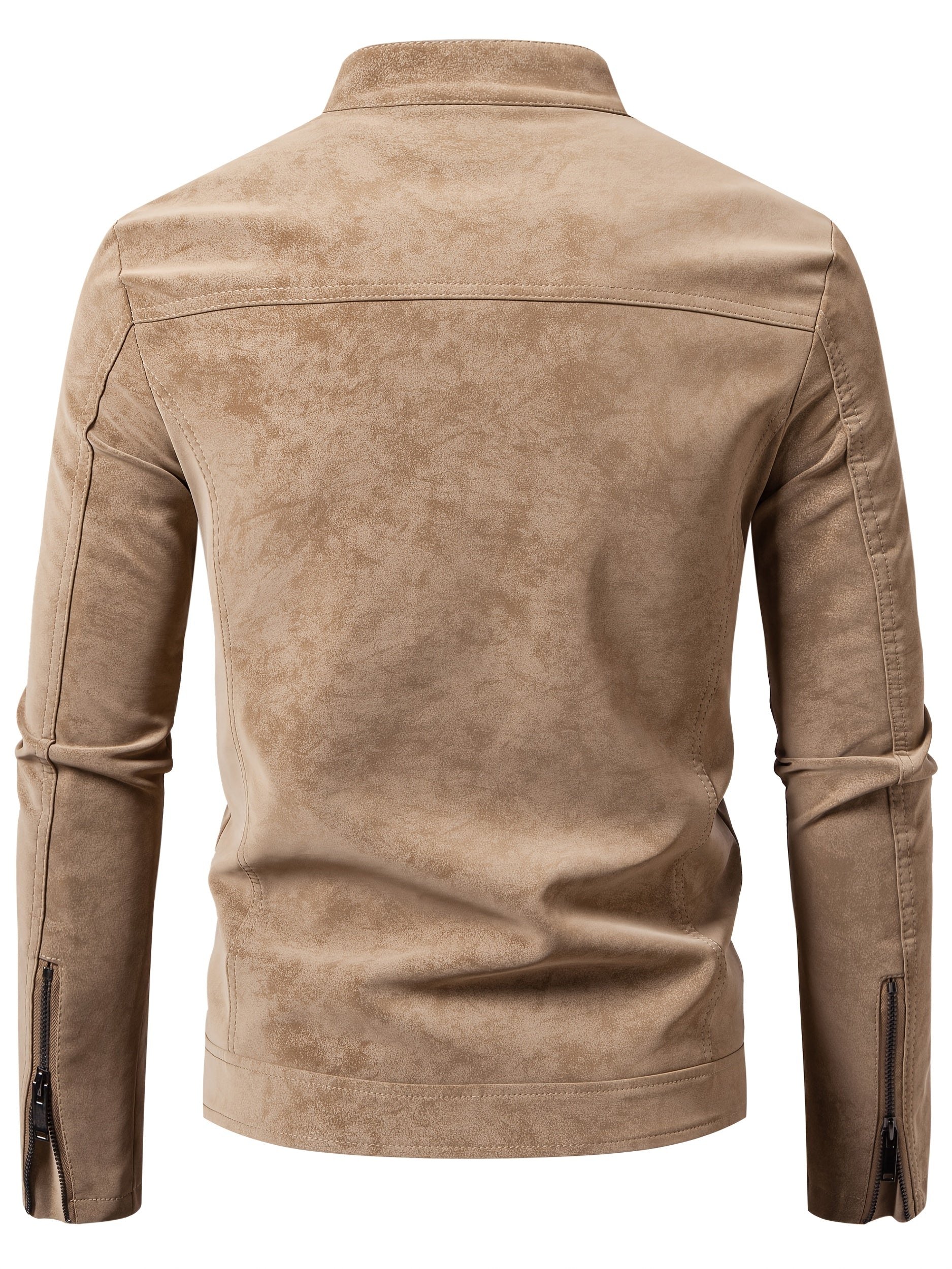 Men'S Motorcycle Jacket - Black Biker Coat with Zipper Closure, Stand Collar, Non-Stretch Fabric - Lightweight Windproof Outerwear for Riding, Commuting, Casual Outdoors - Easy-Clean Motorcycle Rider Jacket, Motorcycle Gear,