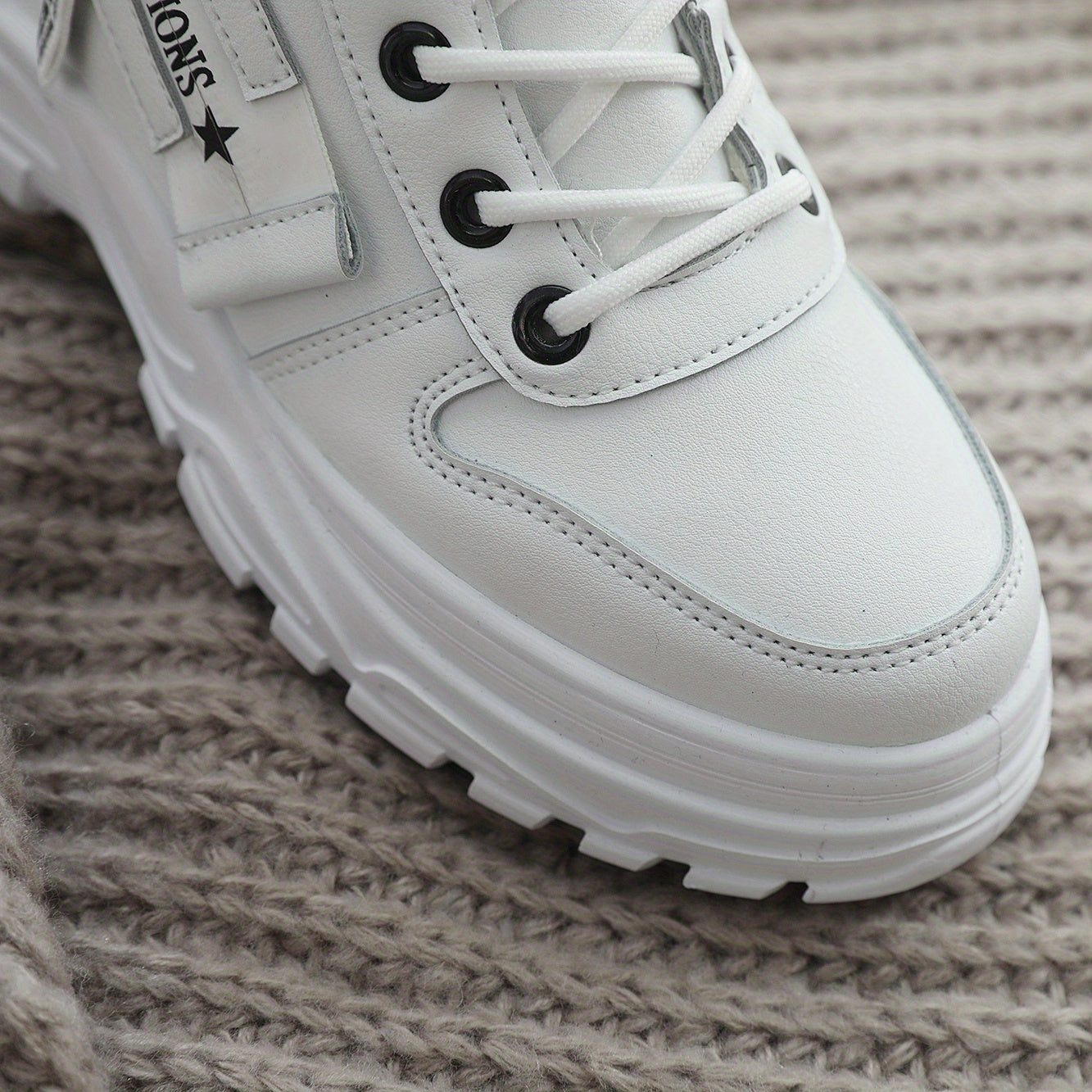 Affordable Women's boots, black and white winter shoes for ladies, slip-on style with plush lining for warmth, a gift for women, fashionable Plush design at the toe, suitable for plus-size women, ideal for  scenes