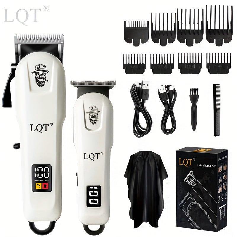 LQT Men'S Professional Haircutting Kit - USB Rechargeable Electric Hair Clipper and Shaver Set with Digital Display, 2000mAh Lithium Battery, High-Performance Low Noise Motor, Cordless Grooming Tools, Perfect Gift, Home Salon