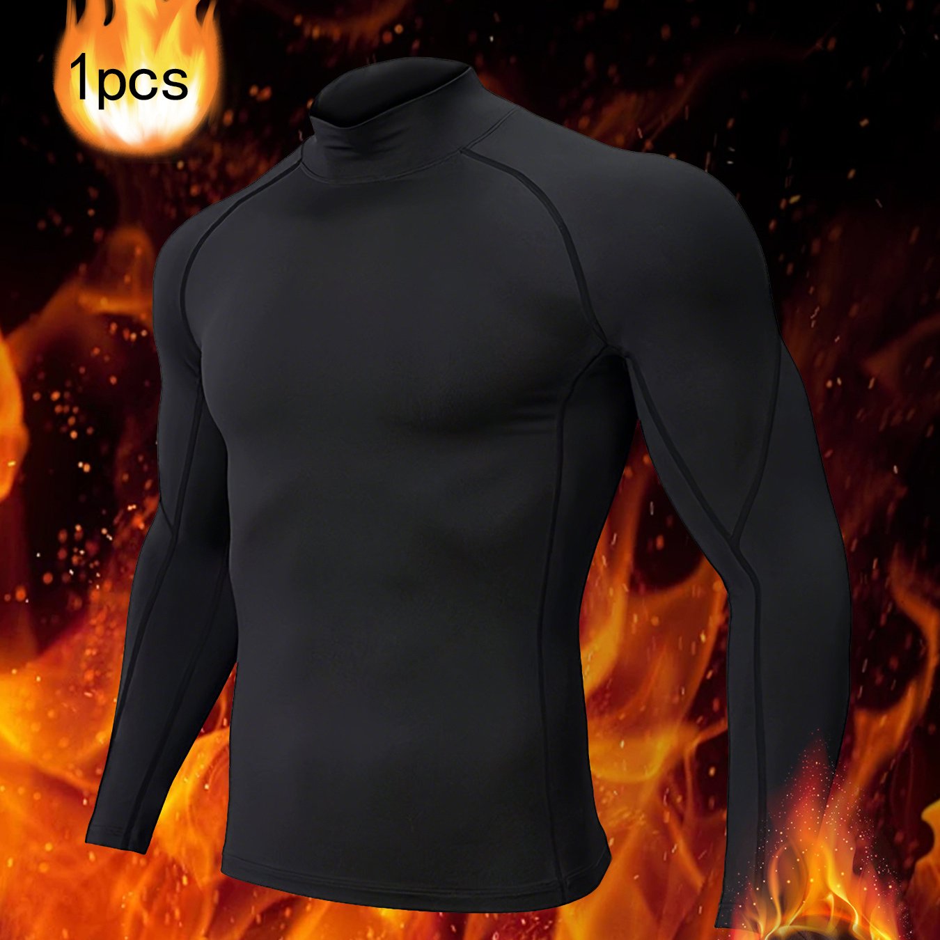 Men'S Thermal Long Sleeve Shirt - Extreme Cold Weather - High-Elasticity Fabric, Slim Fit Athletic Shirt for Gym, Running, Outdoor Activities - Stand Collar Design - Autumn/Winter Workout Top - Minimalist Men'S Clothing - Eas
