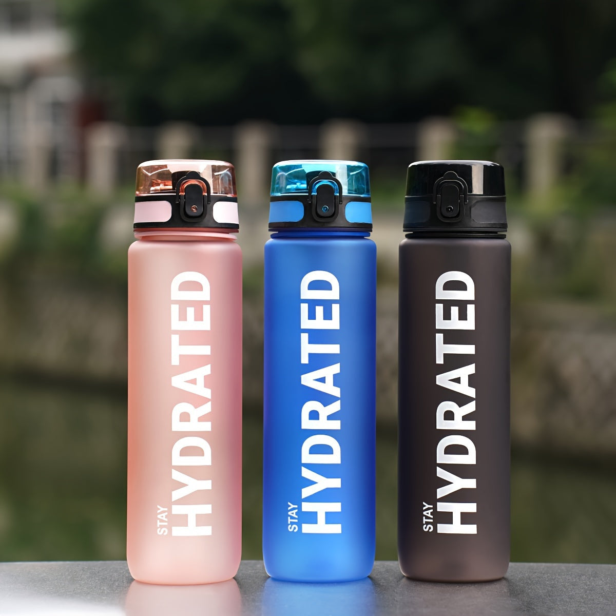 32 oz (1000 ml) Inspirational Sports Water Bottle with Time Markers - Wide Mouth, Leak-Proof, and Stir-Friendly - Includes a Carrying Strap (1 Bottle)