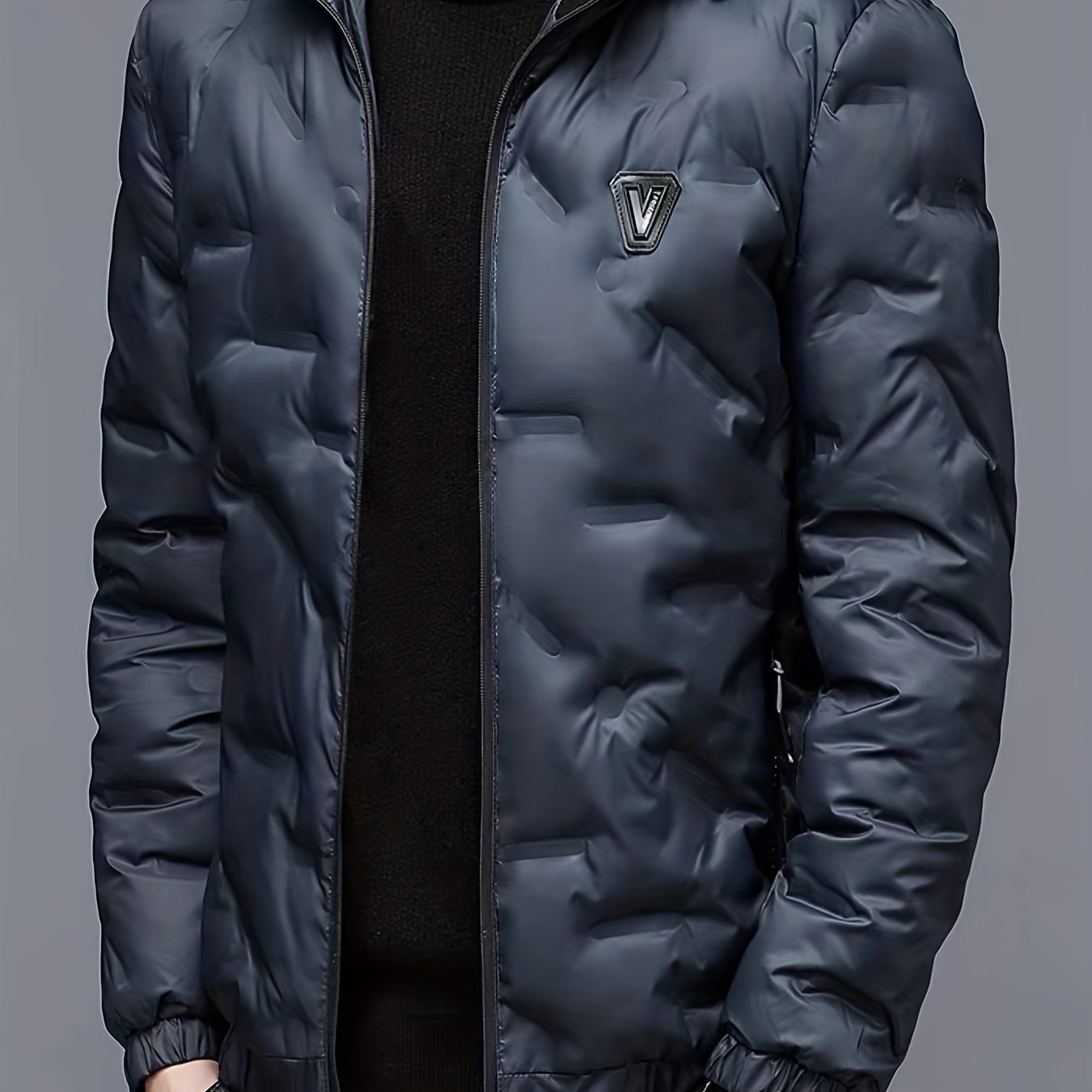 Men's Padded Hooded Jacket, Men Casual Padded Coat Windbreaker Zipper Pocket Stand Collar For Men Winter