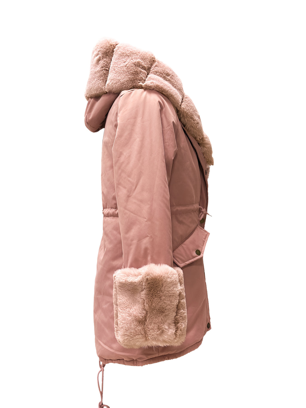 Women's Winter Warm Plush Coat with Fur Trim - Long Sleeve Full-Zip Outerwear, Machine Washable Casual Elegant Winter Coat with Beltless Waist, Beige & Brown Plush Jacket for Cold Weather, Soft Faux Fur Lining, Button Front C